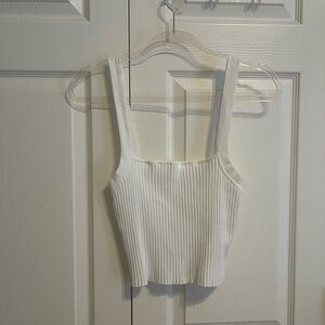 Good American White Ribbed Crop Tank Top
